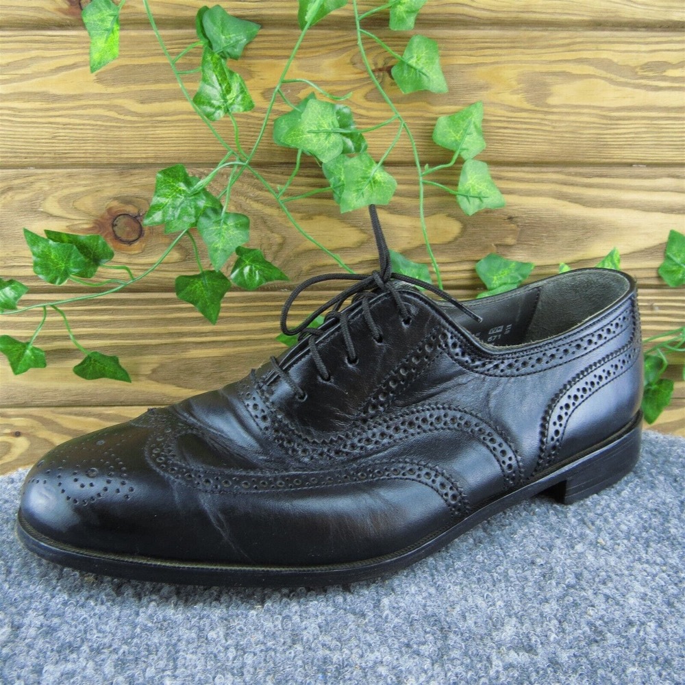Oakton 74069 Men Brogues Shoes Black Leather‎ Lace Up Size 10.5 Medium